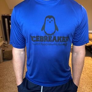 Team 365 Icebreaker Men's Dark Blue Short Sleeve Medium T-Shirt Penguin